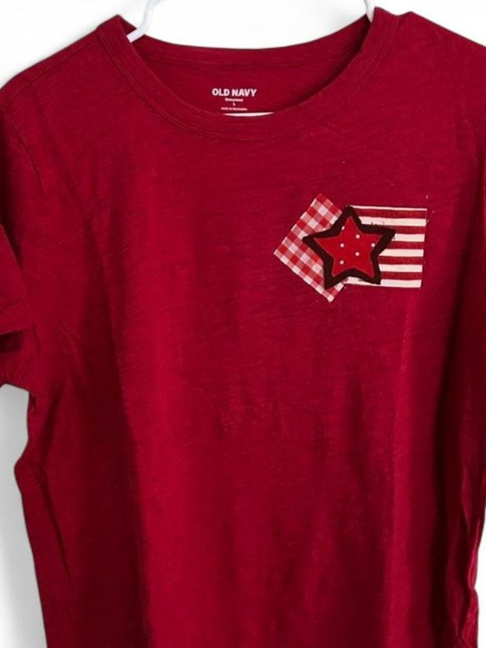 Vintage-Inspired Red Patchwork Star Tee
